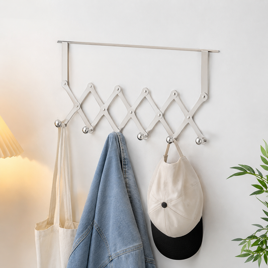 Expandable Over-the-Door Accordion Towel & Clothes Hanger Rack