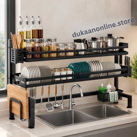 2-Layer Over-the-Sink Dish Drying Rack – Space-Saving Kitchen Organizer