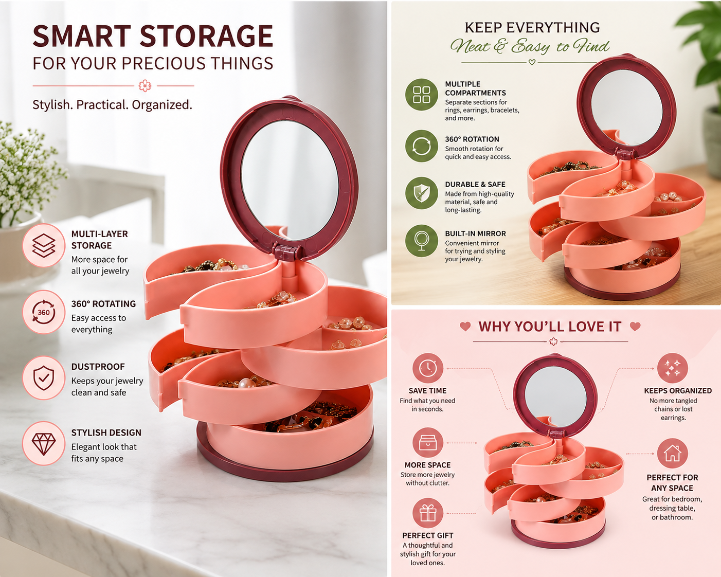 Smart 3D Jewelry Storage Case - (Keep Your Accessories Stylishly Organized)