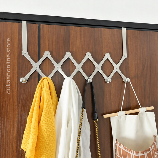 Expandable Over-the-Door Accordion Towel & Clothes Hanger Rack