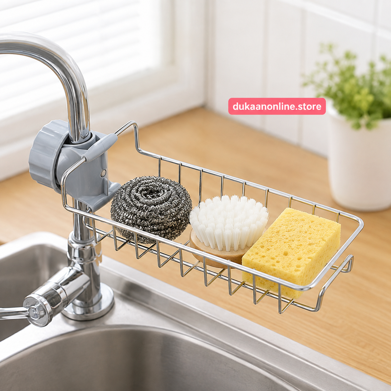 Premium Stainless Steel Sink Organizer for Kitchen and Bathroom Storage
