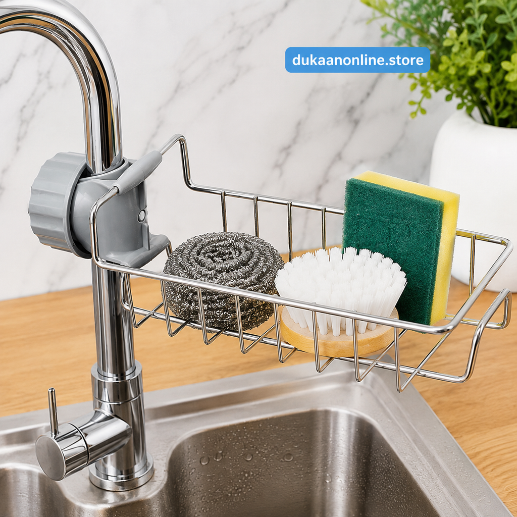 Premium Stainless Steel Sink Organizer for Kitchen and Bathroom Storage