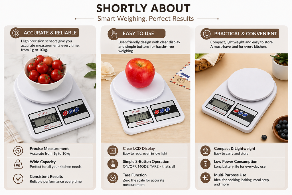 Digital Kitchen Scale for Accurate Measurements and Cooking Precision