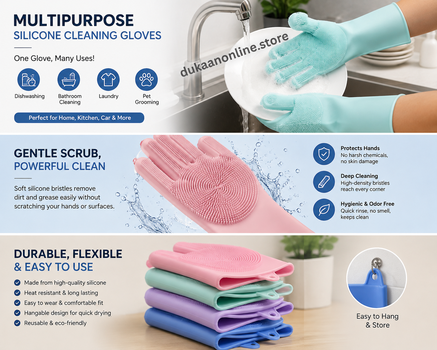Waterproof Silicone Dishwashing Gloves – Soft & Durable