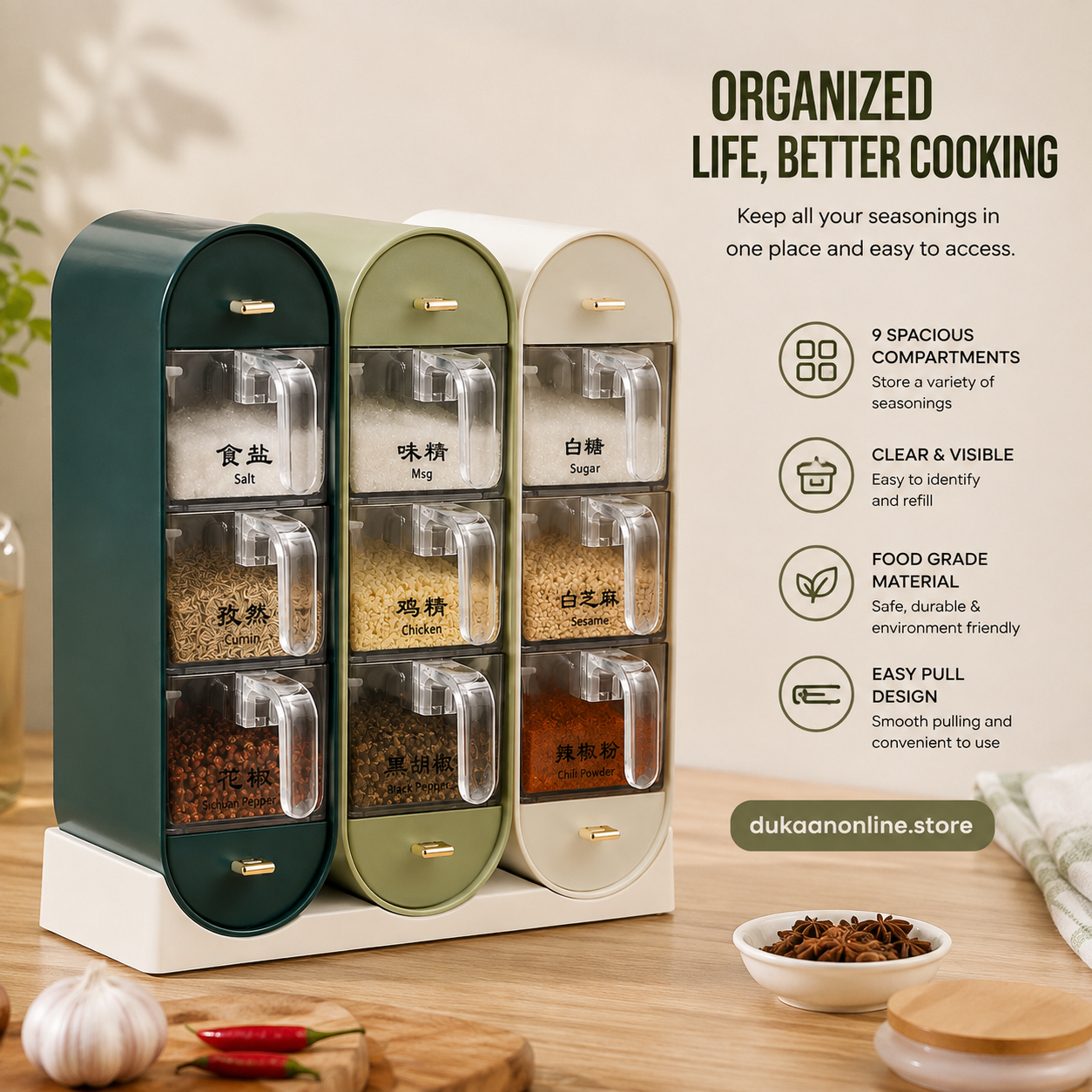 Wall Mounted Spice Box with Removable Containers (Each )