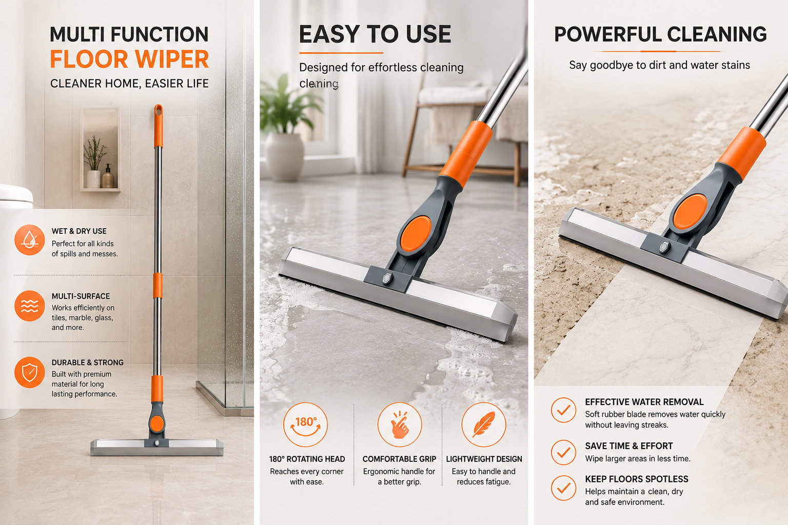 Silicone Floor Wiper Broom – Magic Bathroom Cleaner