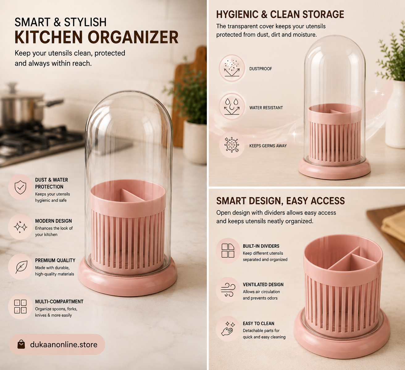 Spoon Holder with Acrylic Cover – Hygienic Kitchen Storage