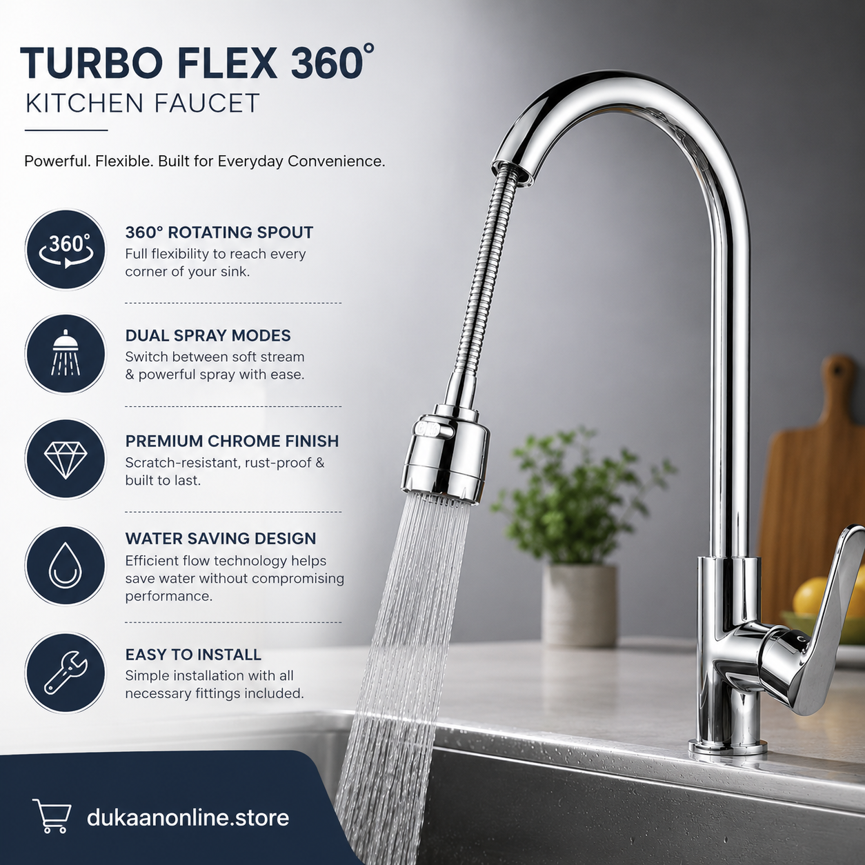 Turbo Flex 360 Flexible Faucet Sprayer