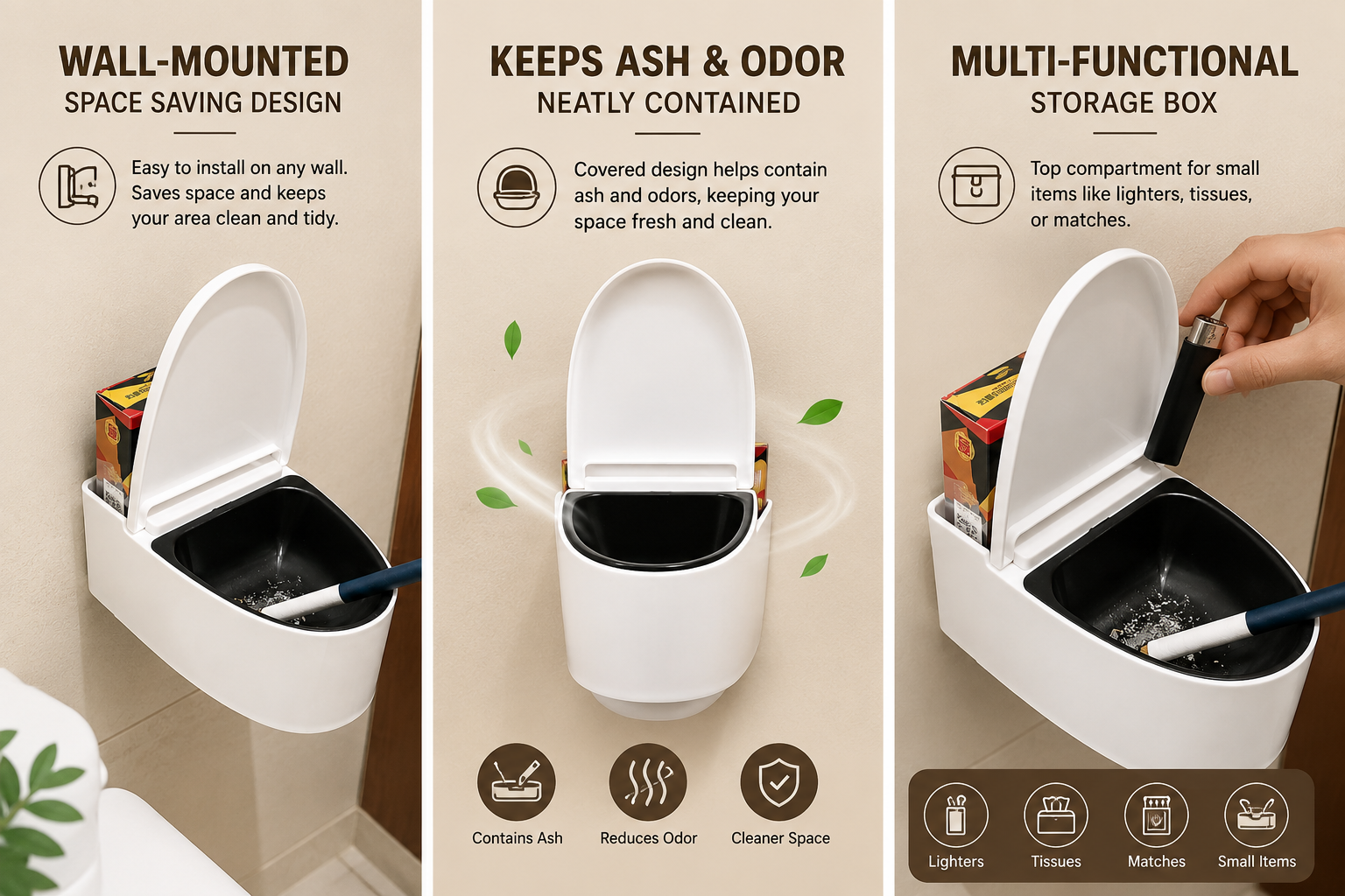 Wall-Mounted Luxury Ashtray Toilet Shaped Storage Box