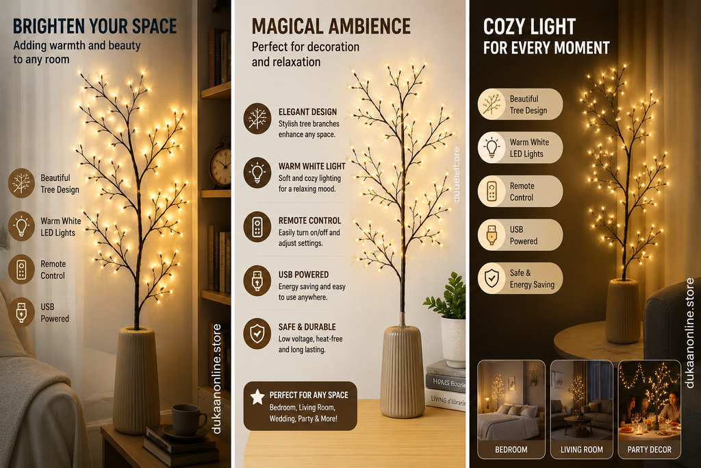 96 LED Large Size Warm White Tree Branch Smart LED with Remote