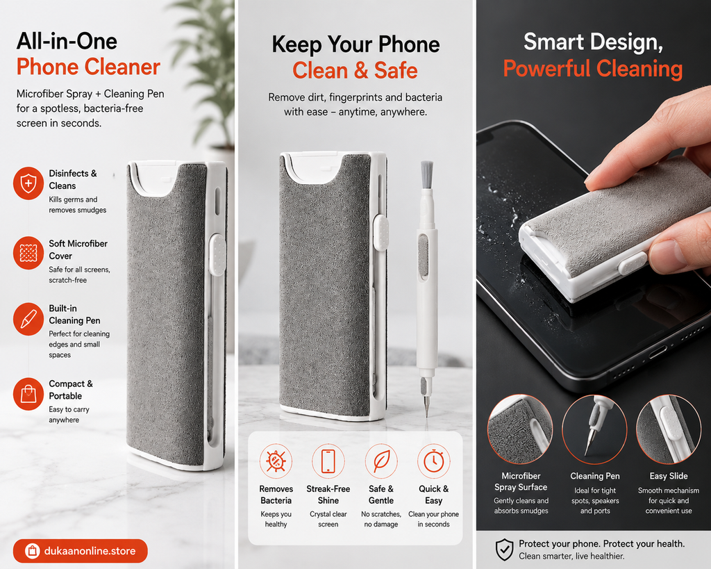 5 in 1 Multi functional Microfiber + Cleaning Pen kit for All Devices
